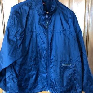 Navy Blue Sporty Windbreaker with Roll Up Hood